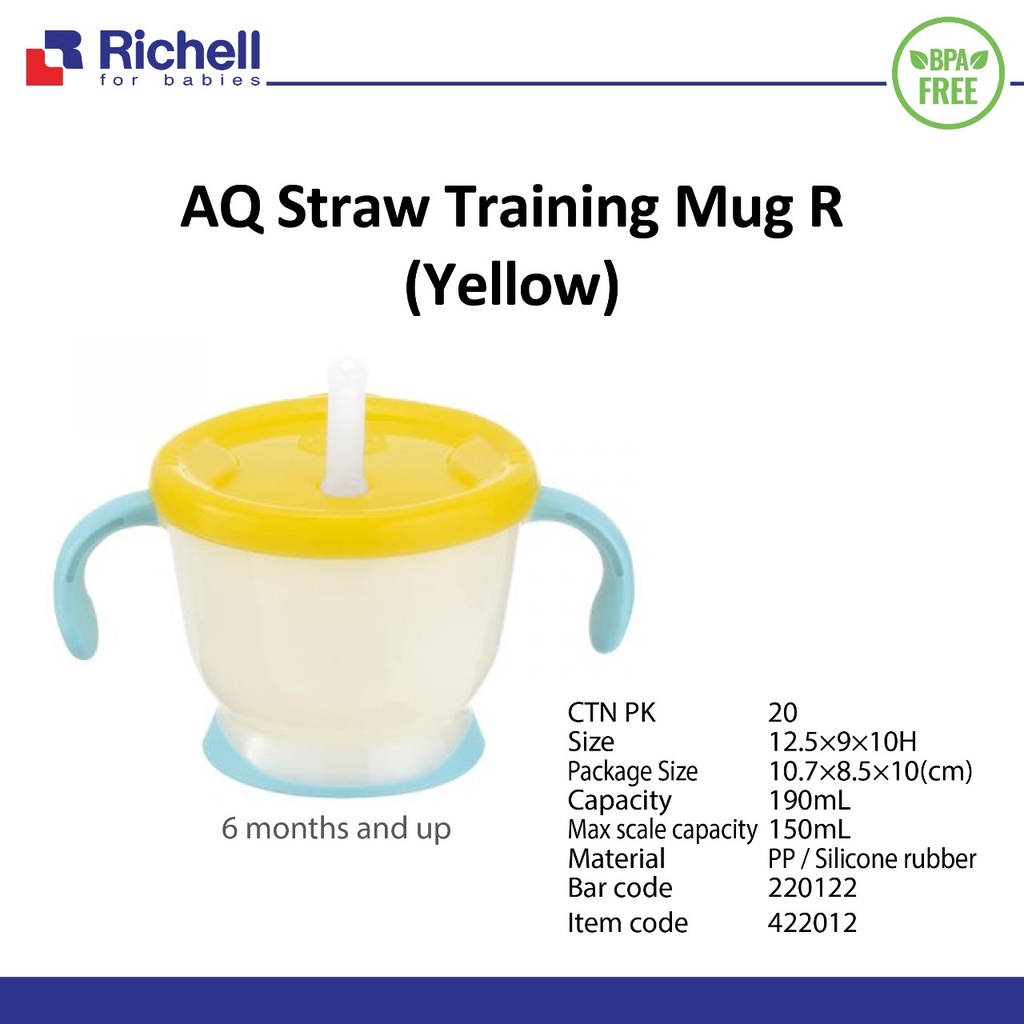 RICHELL AQ STRAW TRAINING MUG 150ML