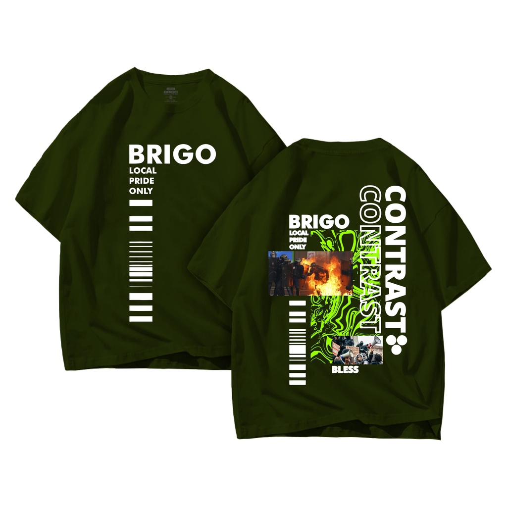 BRIGO Kaos Oversize CONTRAST II Kaos Jumbo Size Pria &amp; Wanita II Kaos Oversize Print DTF