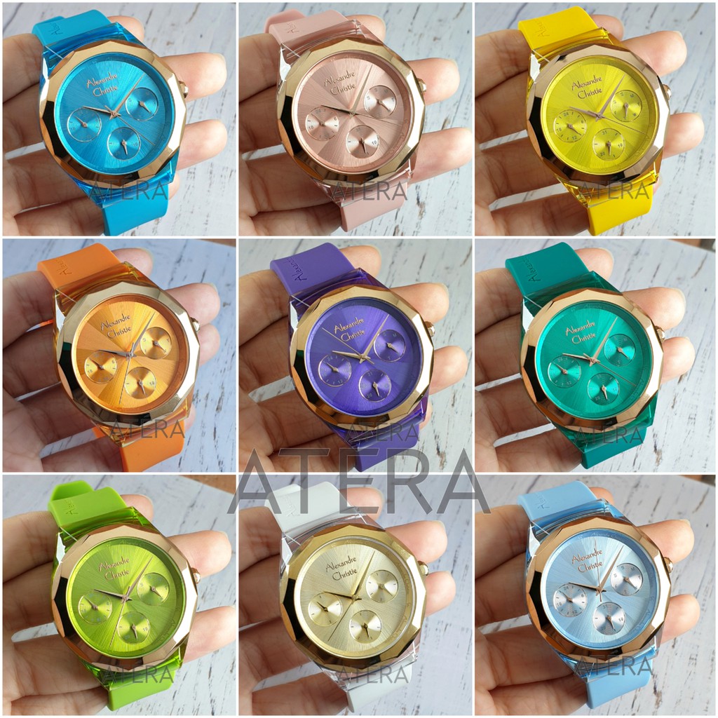 ALEXANDRE CHRISTIE AC 2808 WANITA ORIGINAL / JAM TANGAN CEWEK ALEXANDER AC2808 RUBBER ROSEGOLD PINK