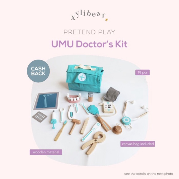 

UMU Doctor's Kit - Wooden Toys - Pretend Play - mainan dokter anak Berkualitas