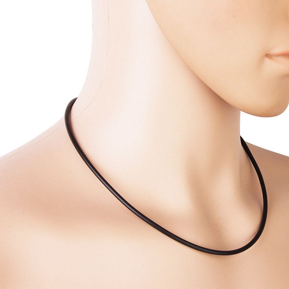 Needway  Link Cord Necklace Rubber Jewelry Chain Closure Stainless Steel Black Cord Simple/Multicolor