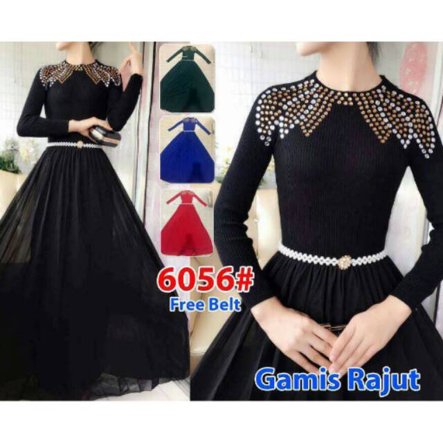 Gamis Import kode 6056 Knit Import Rajut Vintage BKK Import Premium