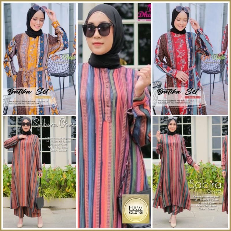 Setelan Long Tunik dan Celana Rayon Viscose Baju Satu Set LD 110 Kekinian