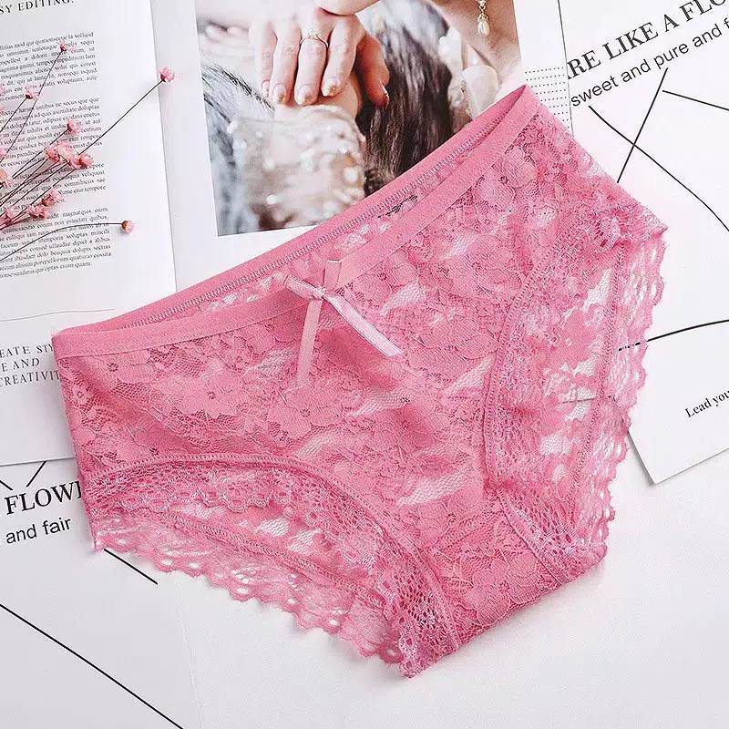 Celana Dalam Wanita Polos Renda Basic Impor / Celana Dalam Wanita Aksen Renda-CD-2 Merah