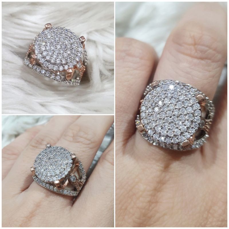 Cincin zircon premium lapis emas anti karat anti alergi Ring Zircone mata kilau 025