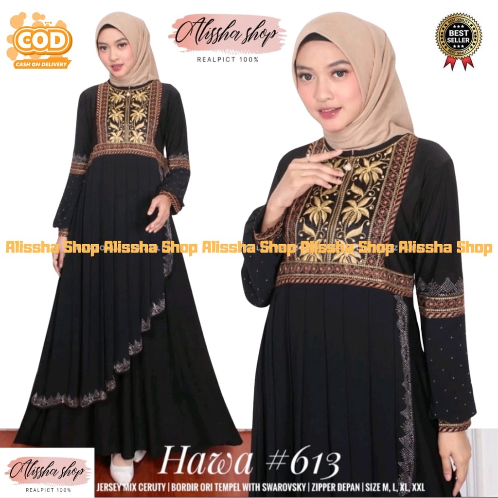 MOANA ABAYA // BAJU GAMIS ABAYA ARAB HITAM PREMIUM SWAROSKI TERBARU KEKINIAN