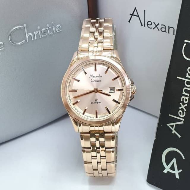 JAM TANGAN WANITA ALEXANDRE CHRISTIE AC 8402 ROSEGOLD ORIGINAL