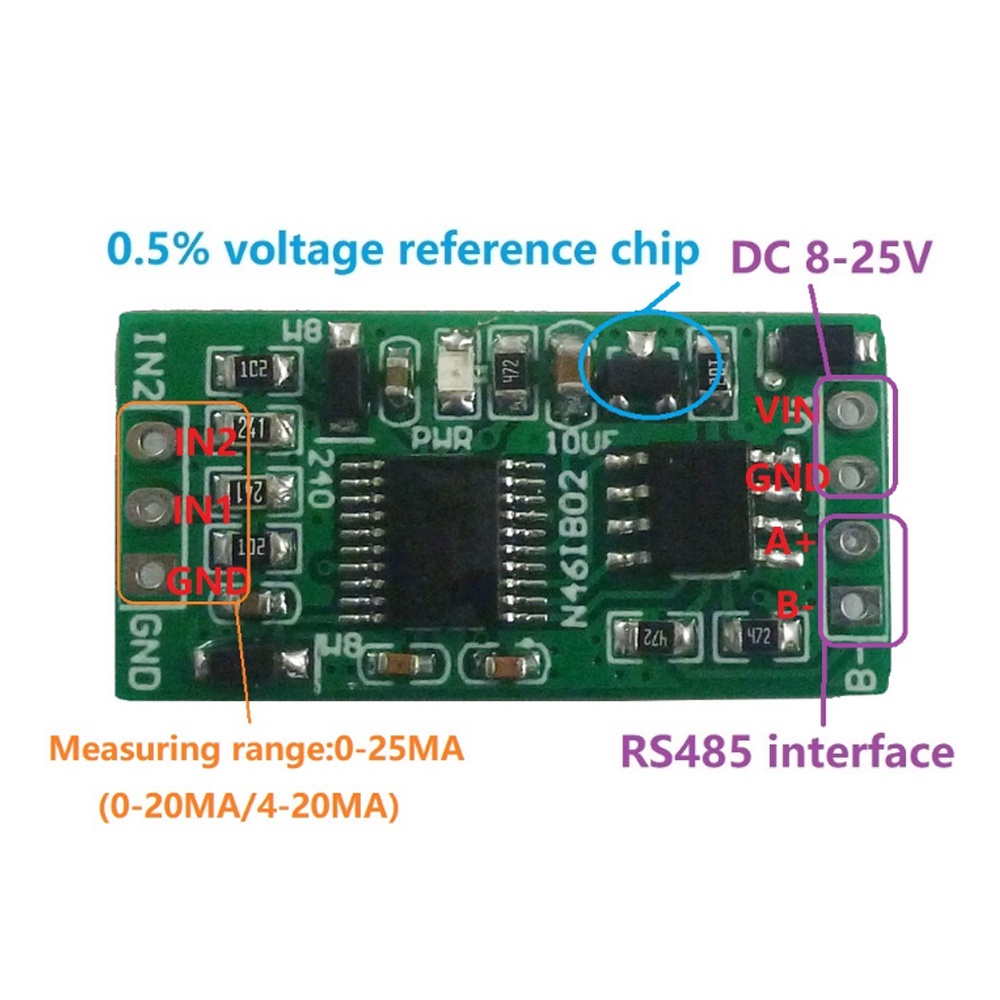 NEW 4-20mA  RS485 Current Acquisition Module 2-channel Current Analog Collector 8-25V