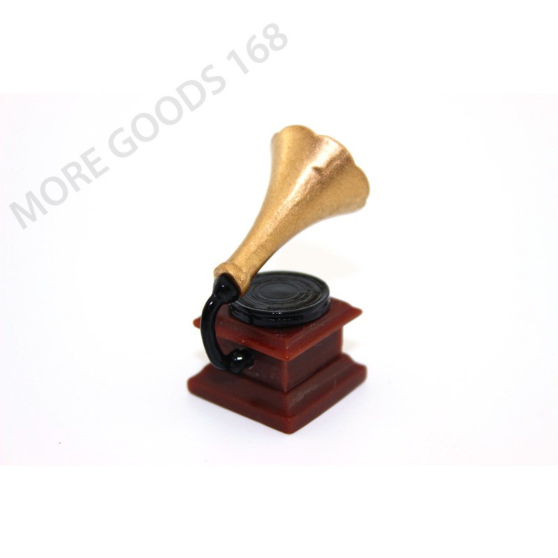 Mini Gramophone Phonograph 1:12 Dollhouse Miniature Accessory Decor Untuk Anak