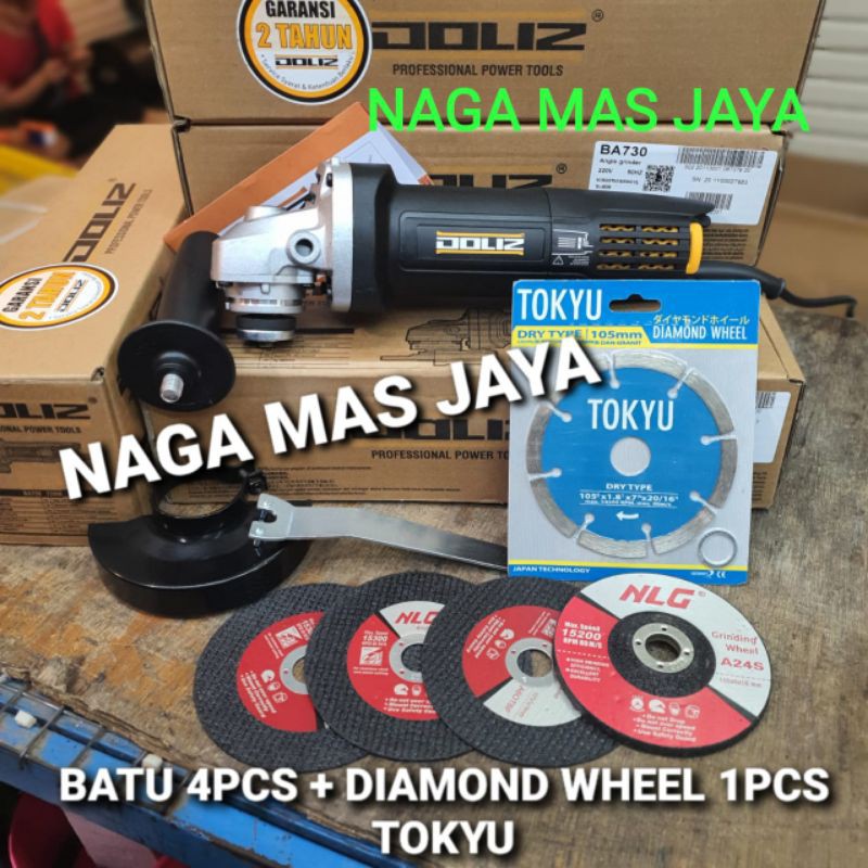 PAKET GERINDA TANGAN 4 INCH DOLIZ BA730 / PAKET GURINDA TANGAN DOLIZ BA 730
