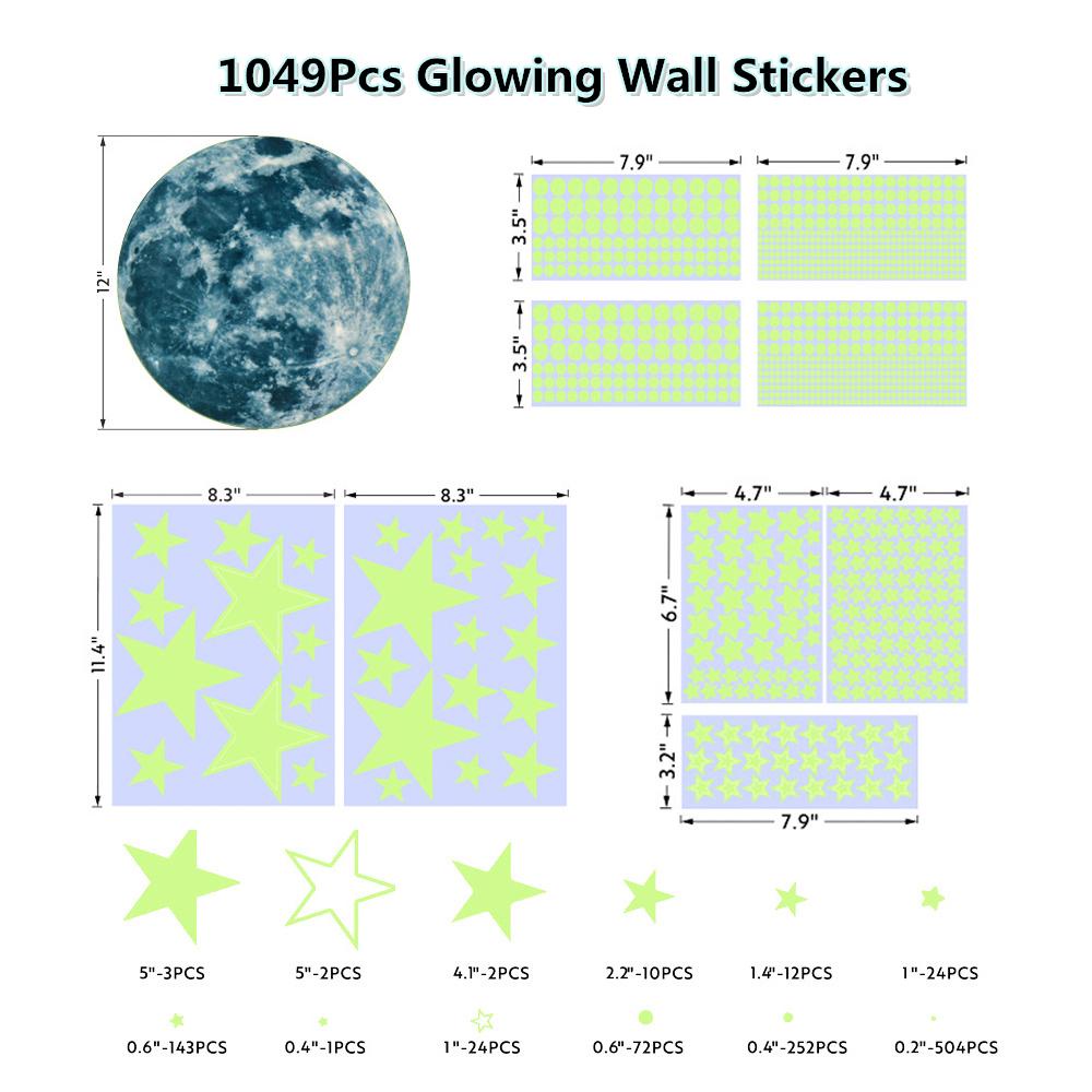 Top 1049 Pcs Bersinar Plafon Decals Stiker Kamar Tidur Bersinar Dekorasi Anak-Anak Stiker Dinding