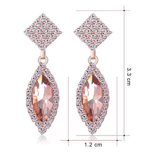 LRC Anting Tusuk Rose Gold Alloy Studded Geometric Earrings F72423