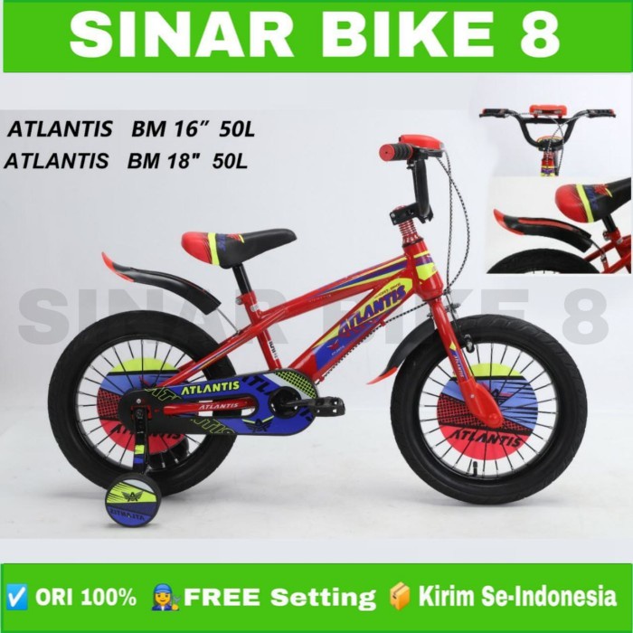 Sepeda Anak Laki BMX ATLANTIS 50 L Ban 2.50 Ukuran 16 dan 18 Inch Musik