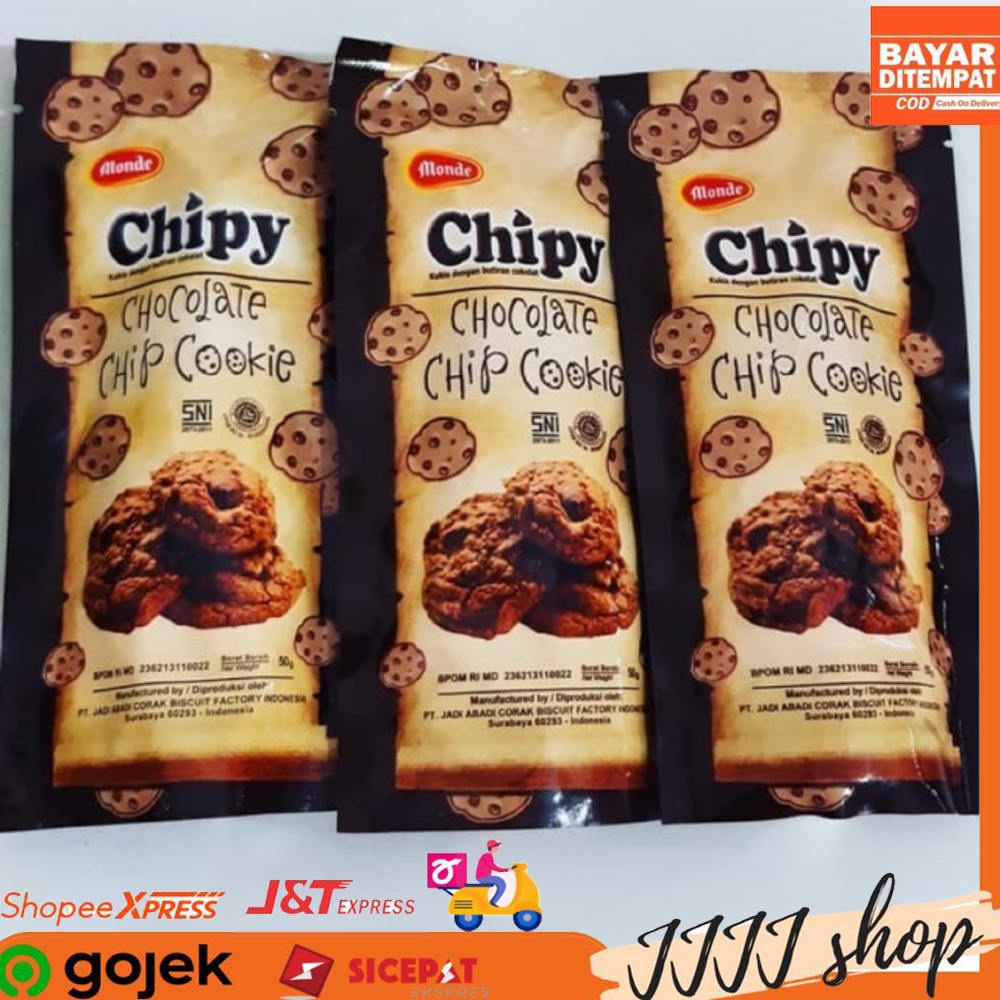 

Monde Chipy Chocolate Chip Cookies Biskuit Cemilan Snack Rasa Cokelat