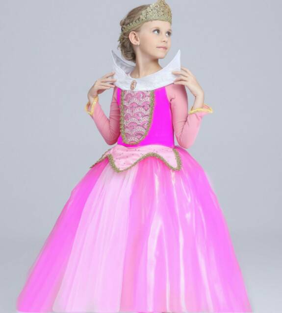 PREMIUM NEW AURORA TYPE B DRESS / gaun princess aurora / kostum halloween anak import