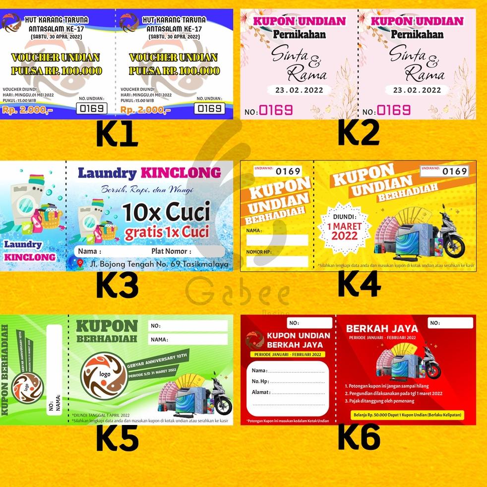 

(N4U9) KUPON / KUPON UNDIAN / KARCIS / KARCIS PARKIR / KUPON JALAN SEHAT / KUPON GOWES / TIKET MASUK / VOUCHER SOBEK //Diskon@bulanan