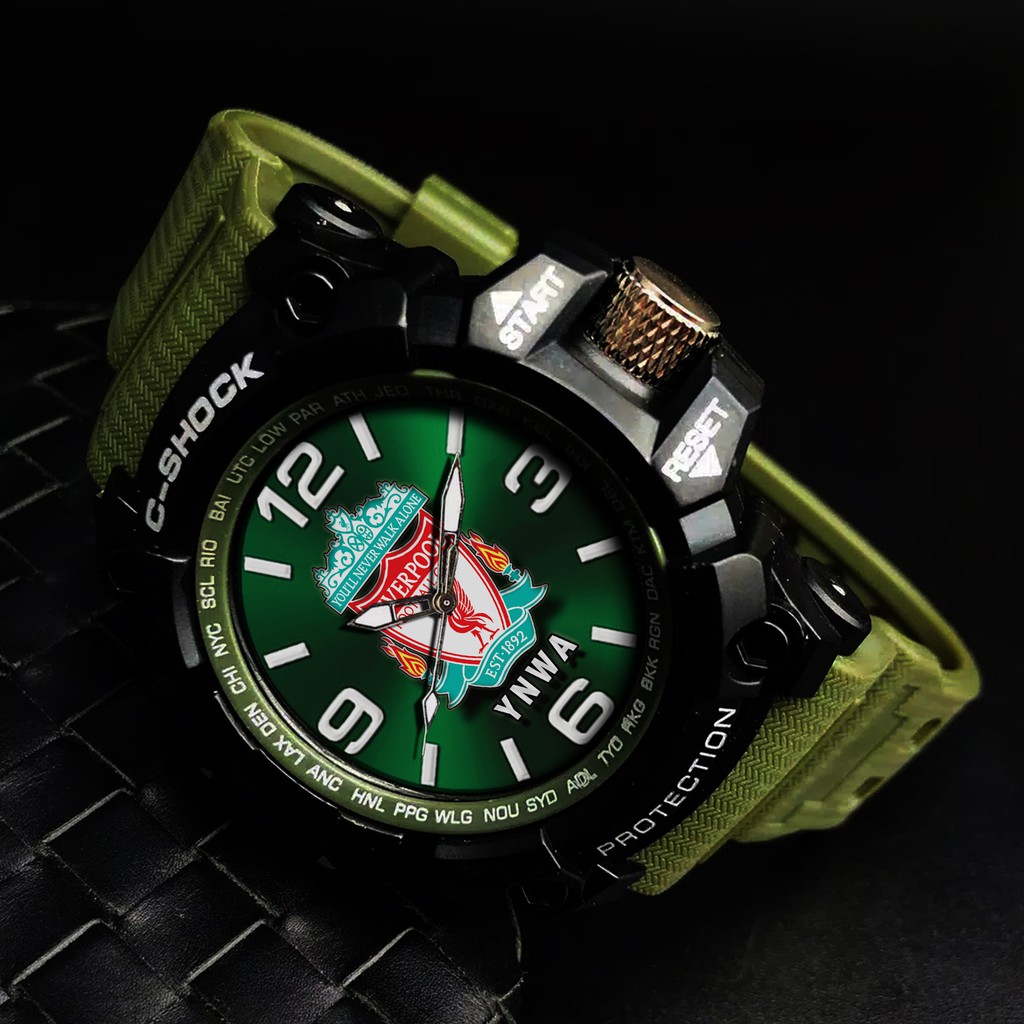 (JOS GANDOS) JAM TANGAN LIVERPOOL  . Strap Hijau Bagus