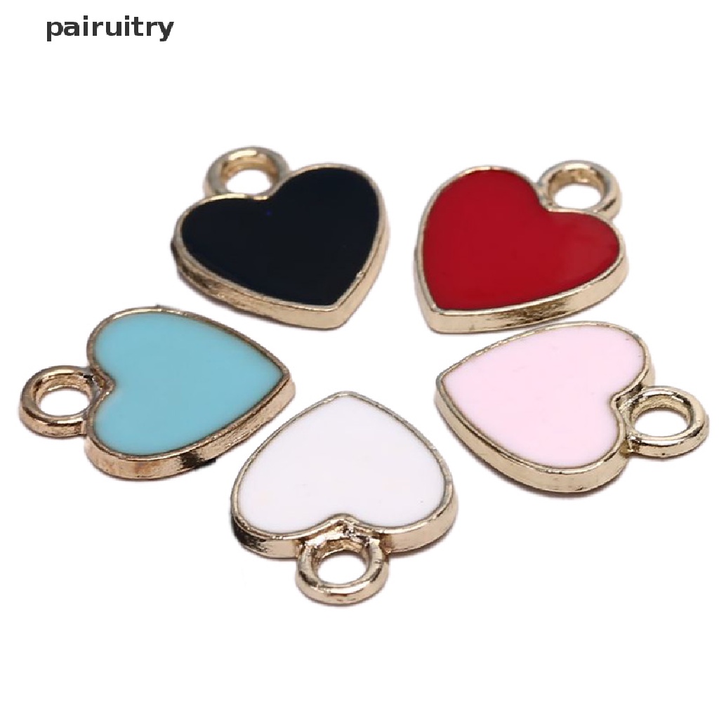 20pcs / Set Liontin Enamel Bentuk Hati Bahan Alloy Untuk Membuat Perhiasan