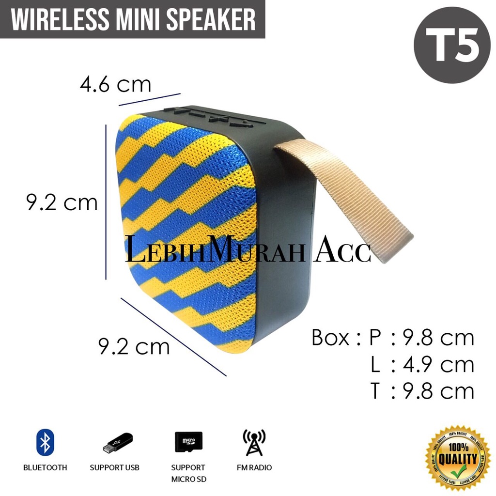 MINI Speaker Bluetooth JBL T5 Wireless Portable T5A  Speaker Aktif Belakang Subwofer