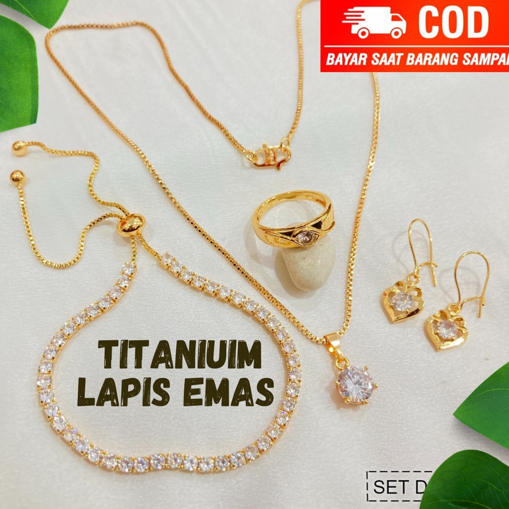 satu set perhiasan titanium wanita model terbaru cod