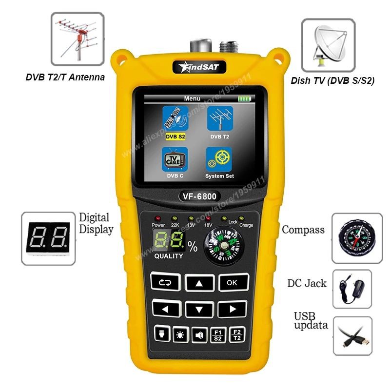 Satfinder Combo UHF Antena TV digital antena Parabola Tv Kabel