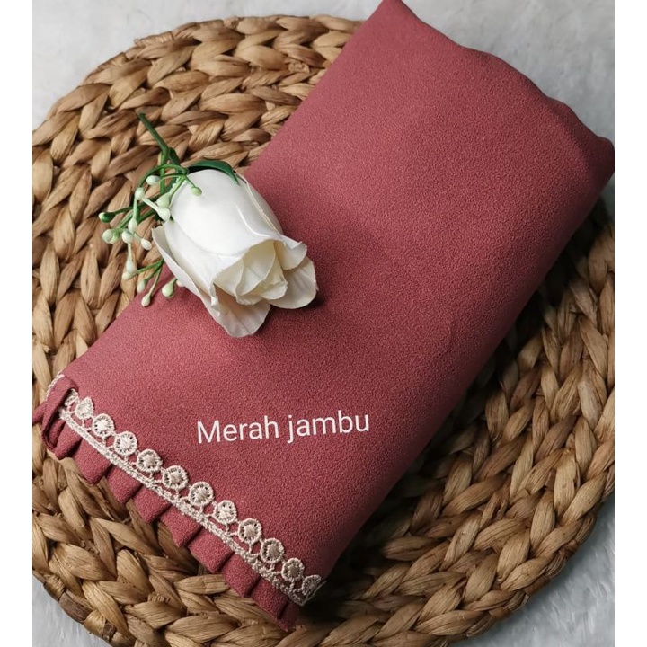 BERGO MARYAM KCB-LIPIT RENDA/AL'FADANI HIJAB-Merah jambu