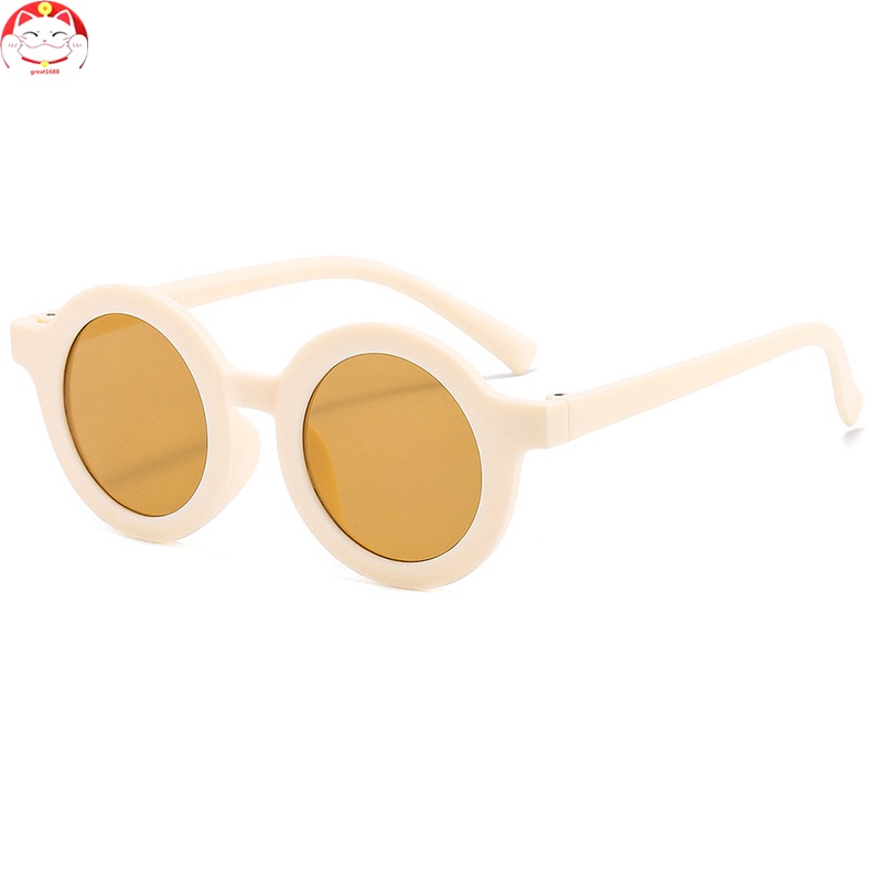 Cute Round Sungalsses with PC Frame Non-Polarized UV Protection Coating Unique Design Lightweight for Boys Girls