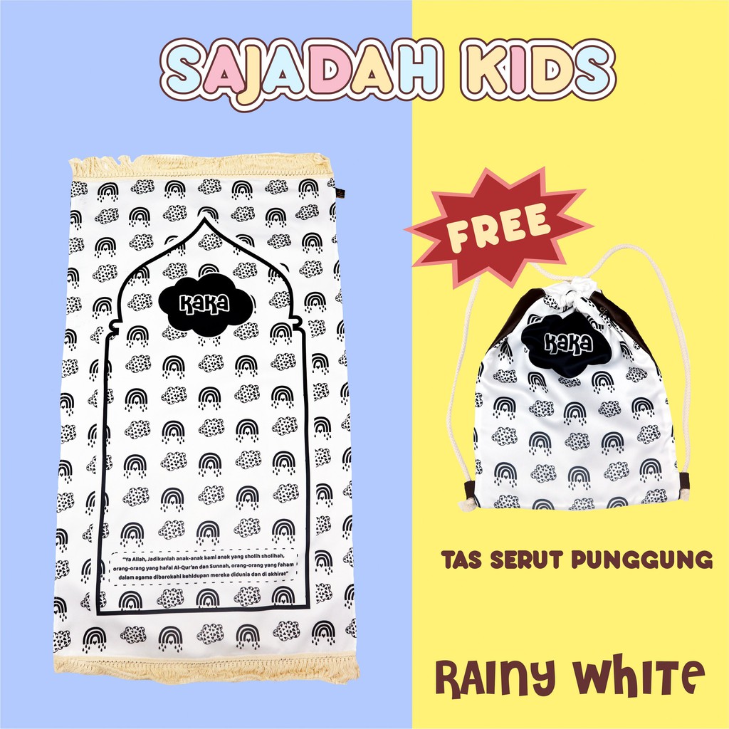 Sajadah Anak Custom Printing-Rainy white