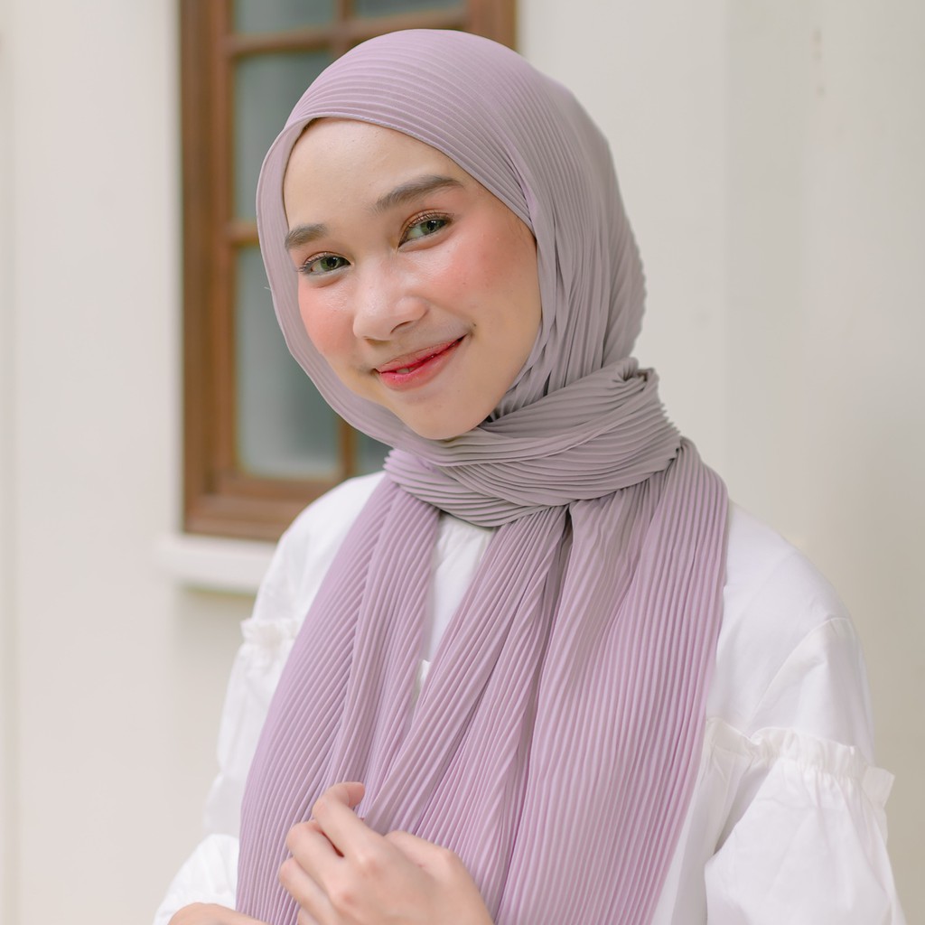 Lozy Hijab - Ayra Pleats Shawl ( Pashmina Full Plisket )-Baby Nude