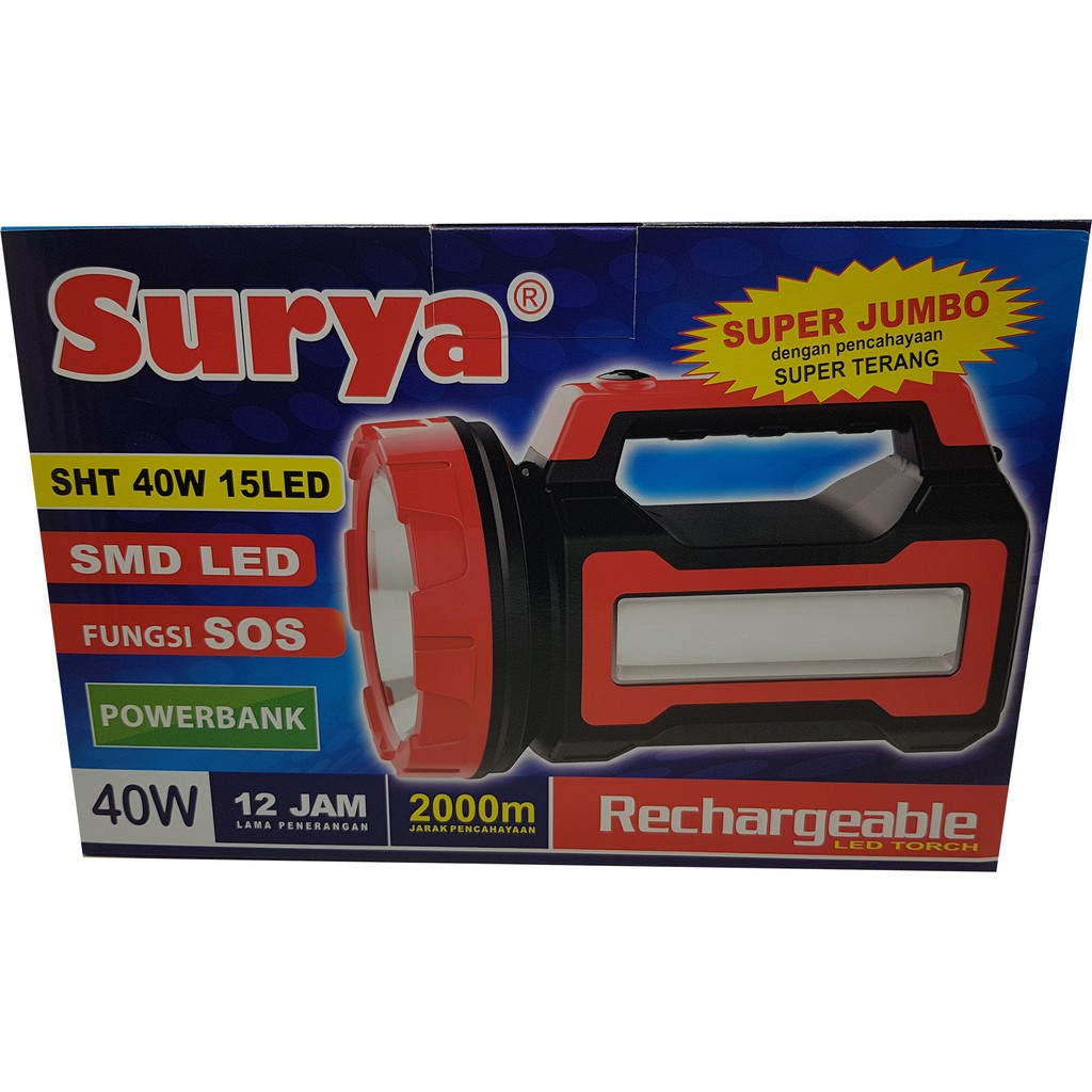 Senter lampu LED Surya SHT 40W Emergency 15LED White with POWER BANK