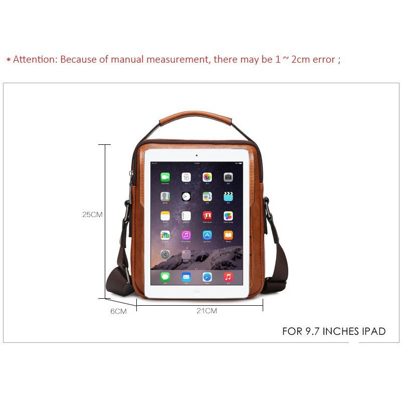 [KULIT PREMIUM] Tas Selempang Kulit Import Pria Tablet 9.7 Inch Business Casual Style Messenger Bag