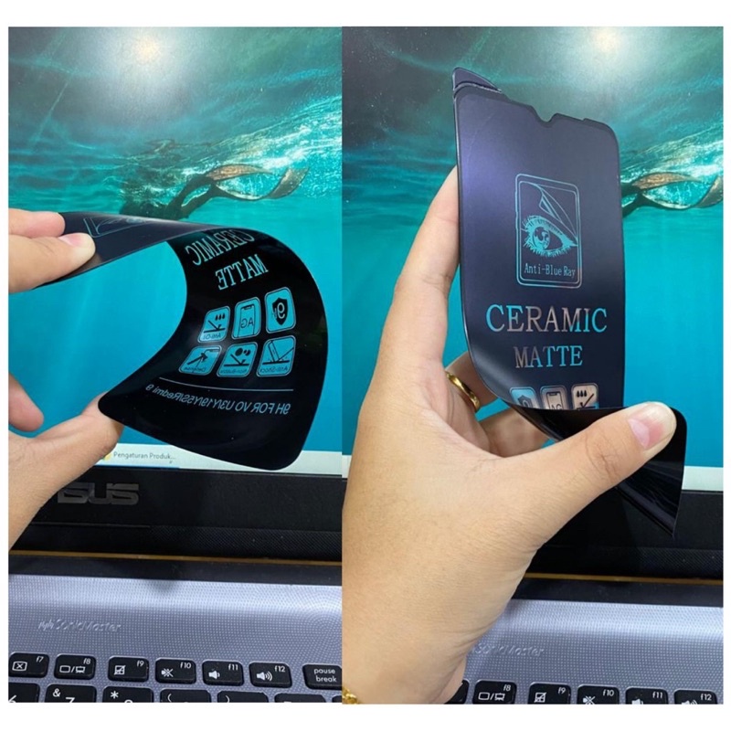 TEMPERED GLASS CERAMIC MATTE BLUE RAY TYPE VIVOV9/V15/V20/V21/V20 SE/V15PRO/V17PRO/V19/V11/V11PRO/V7PLUS/V23 5G/V20PRO/Z1/Z1PRO/Z23X/NEX/NEX 2/S1/S1PRO/U10/U3X/U3/X27/X23/X21S/1Q00