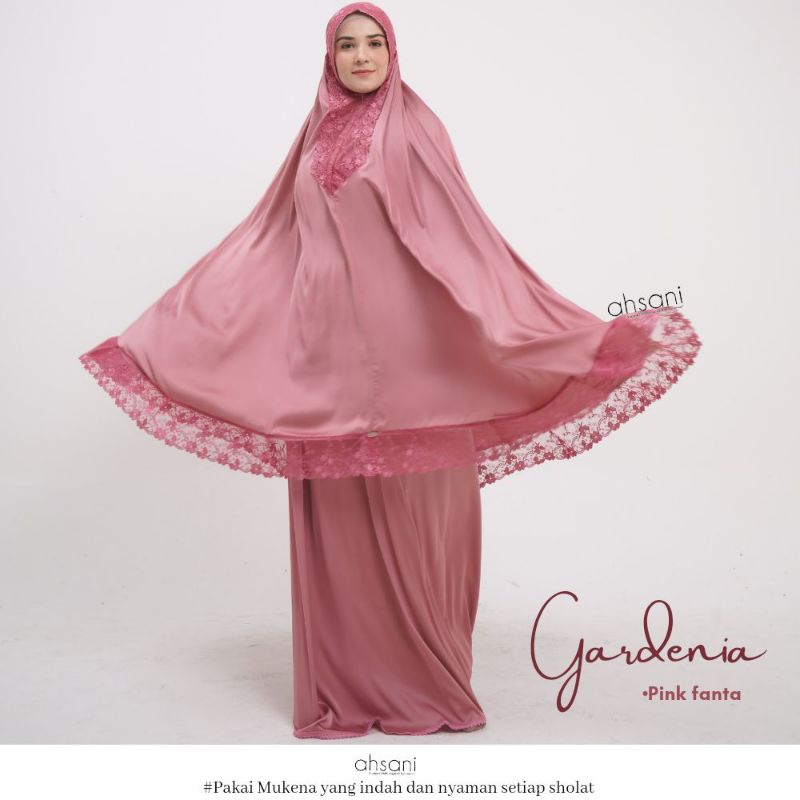 Mukena AHSANI Gardenia Pink Dewasa Bahan Armany Rukuh Size Jumbo Ori Mewah Lembut Ringan Halus Lembu