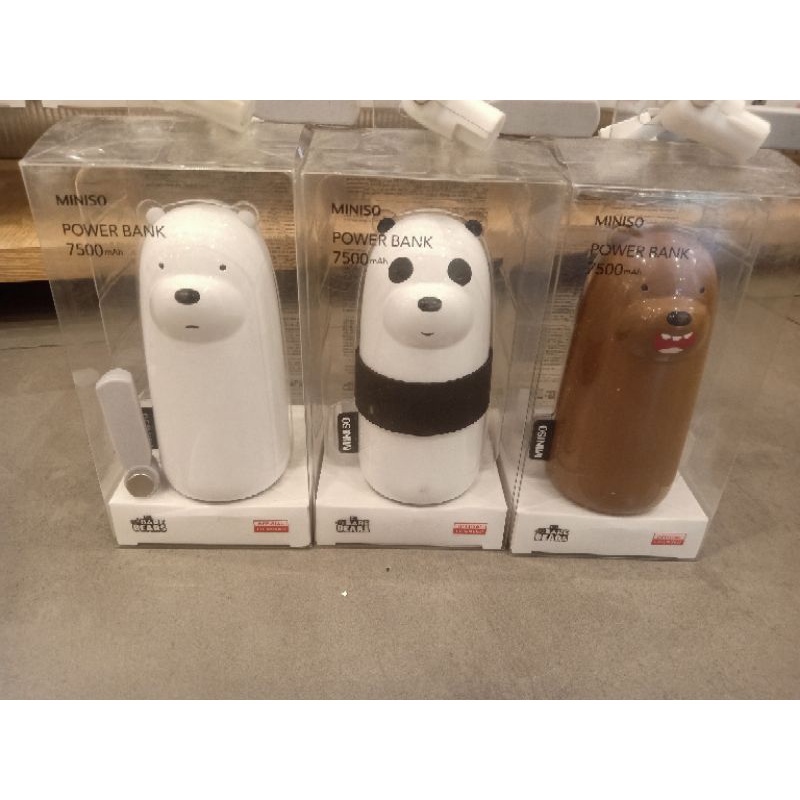 MINISO we bare bears power bank 7500 mAh power bank lucu power bank panda
