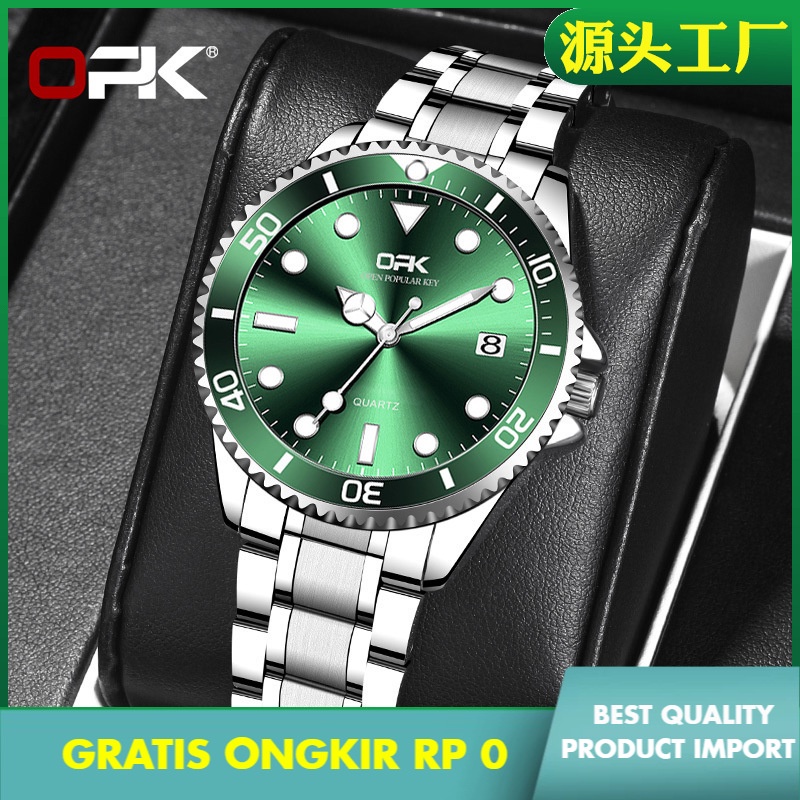 Jam Tangan Wanita Lao OPK  Watch Wholesale  Lux Green Submariner Jam Kuarsa Tahan Air Jam Tangan Pri