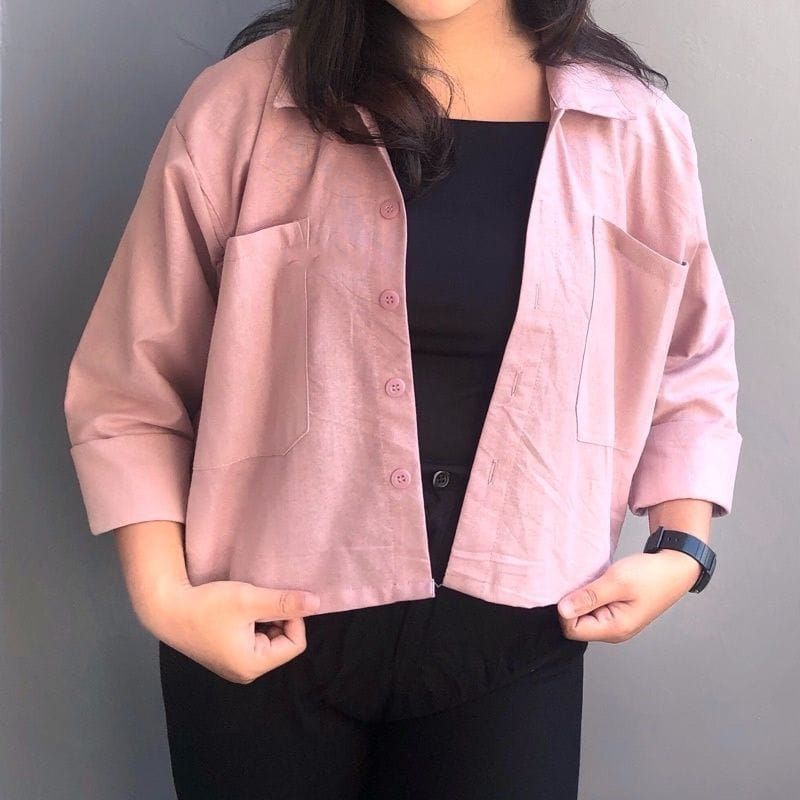 Kemeja Gita Rami basic Shirt//kemeja crop top