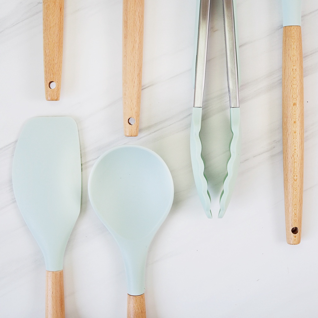 SPATULA SILICON/Silicon Spatula 12 Set Tahan Panas Spatula Sutil Silikon WHITECOLOUR