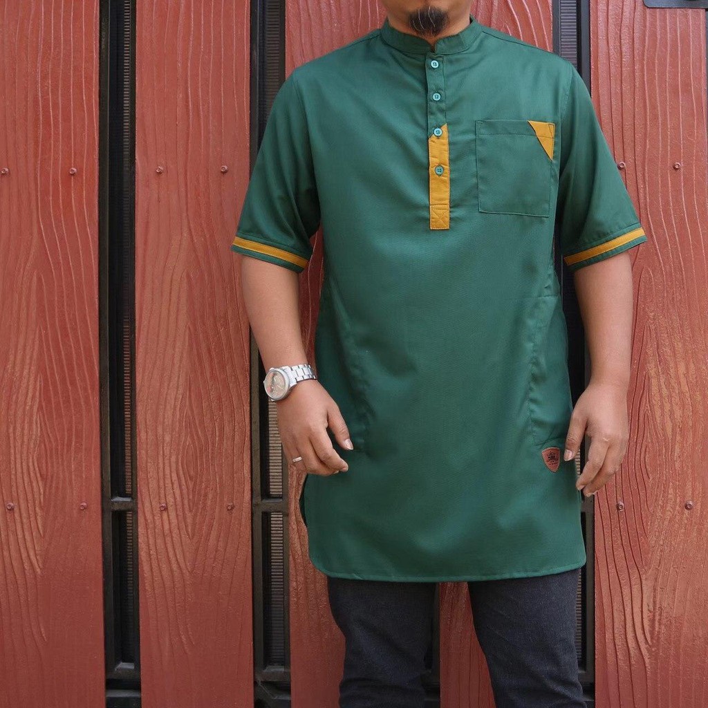 Baju Koko Pria / Koko Qurta Hijau Lumut hijau Botol Greenlight