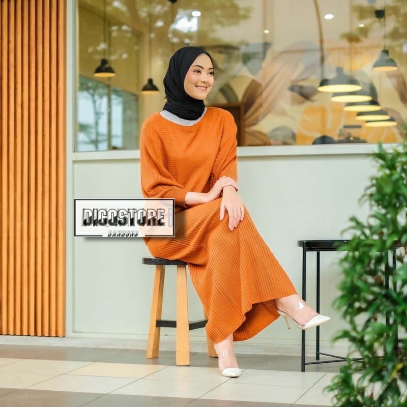 STELAN BATWING+ROK RAJUT PANJANG /ONE SET OUTHER KALONG LASPERAL-TERMURAH/atasan rajut wanita