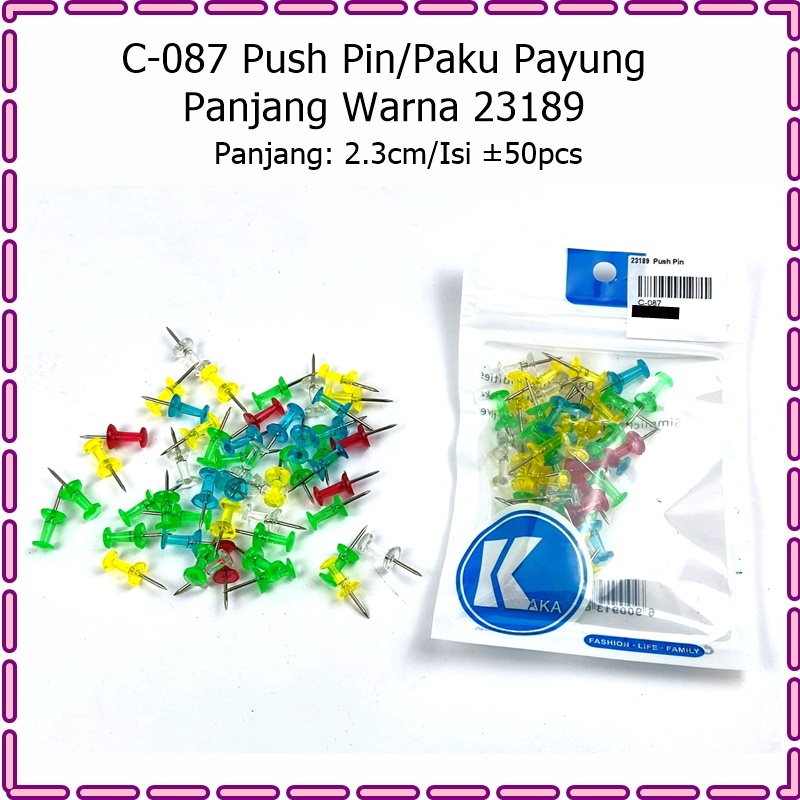 C-087 Push Pin/Paku Payung Panjang/Paku Pentul Warna