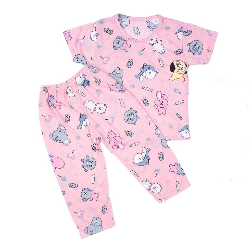 ZASKIYA - Set Anak / Setelan Baju Celana Pendek &amp; Panjang / Kaos Anak Motif Karakter