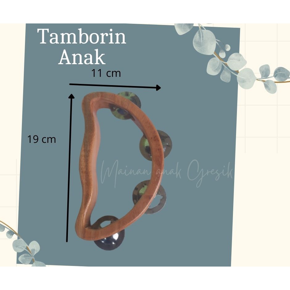 Alat Musik Mainan Anak Tamborin Kecil Kecer Kecrek Icik Icik Bahan Kayu Natural tamborin anak murah