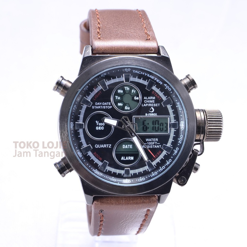 Jam Tangan Tali Pria DUAL TIME DFORCE Original Bergaransi  Model 2021 Casual Keren