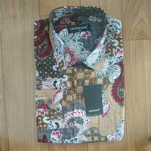 Kemeja Batik Pria Lengan Panjang Bl19 Katun Motif Modern Dixmont Semi Slimfit Premium