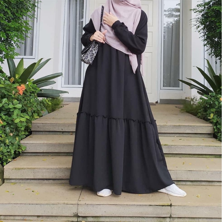 JOVINNA MAXI GAMIS JUMBO UKURAN S M L XL XXL XXXL 5L BIG SIZE-Black