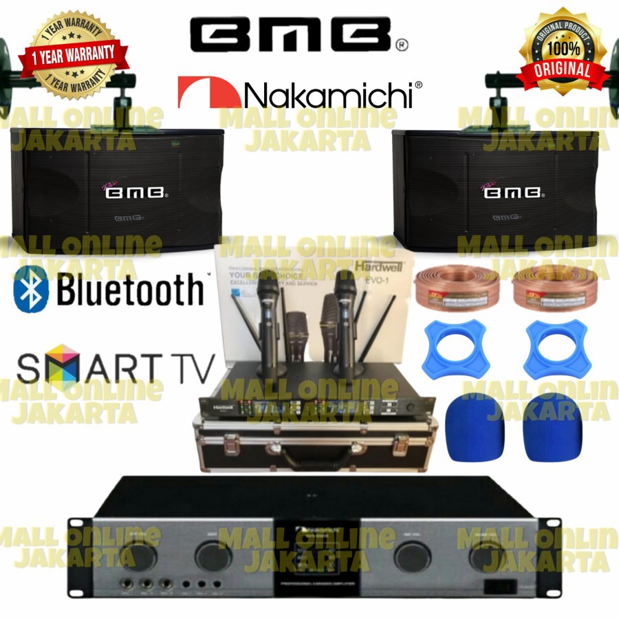 Paket speaker bmb 10 inch ampli nakamichi mic wireless hardwell evo1