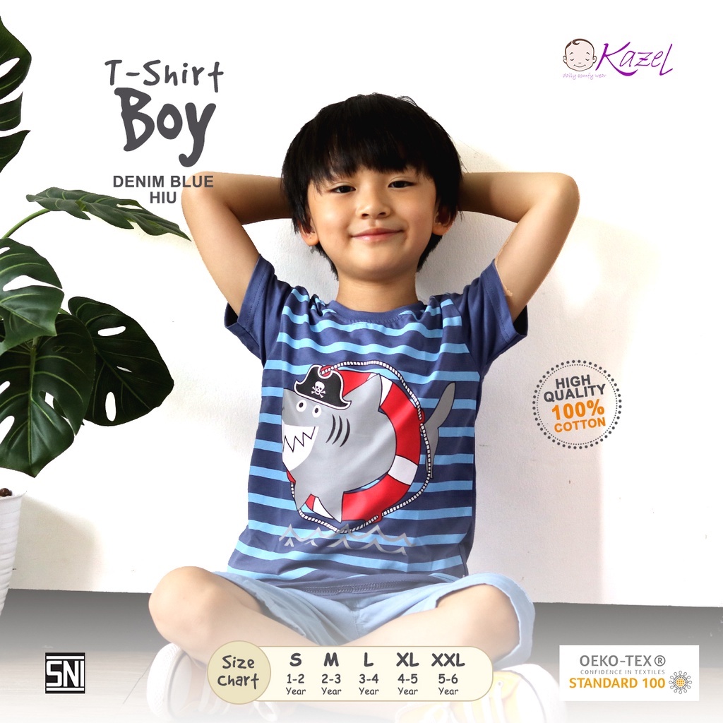 Baju Bayi Kaos Atasan Anak Kazel Tshirt Boy Motif Unisex Edition 1-5 Tahun (1Pcs)