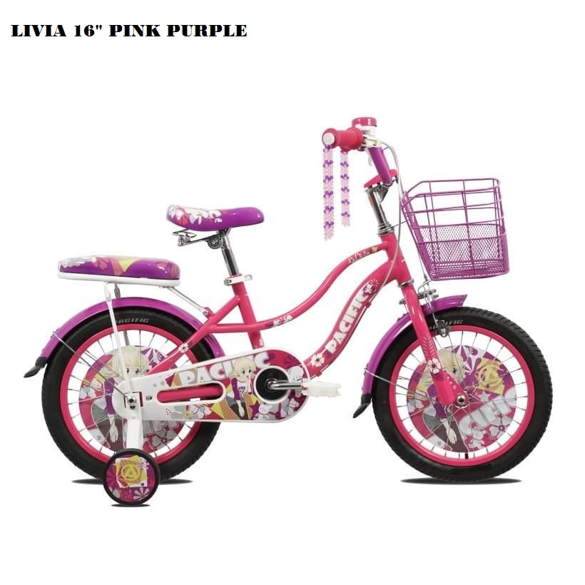 Sepeda Mini Anak Perempuan  Pacific Livia 12 16 18 Inch Garansi SNI-Pink
