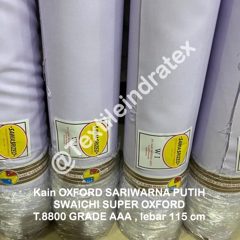 ( per 1 roll ) KAIN OXFORD SARIWARNA PUTIH POLOS SERAGAM SEKOLAH PDH DOKTER KERUDUNG TOTEBAG MASKER JILBAB LB115