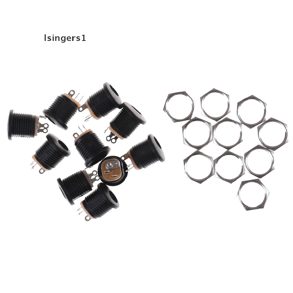 (lsingers1) 10pcs Socket Jack Power DC 022 2.1x5.5mm Warna Hitam Untuk PCB